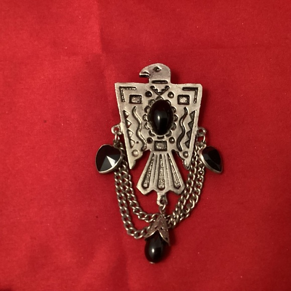 Source Unknown Jewelry - Silvertone metallic bird brooch